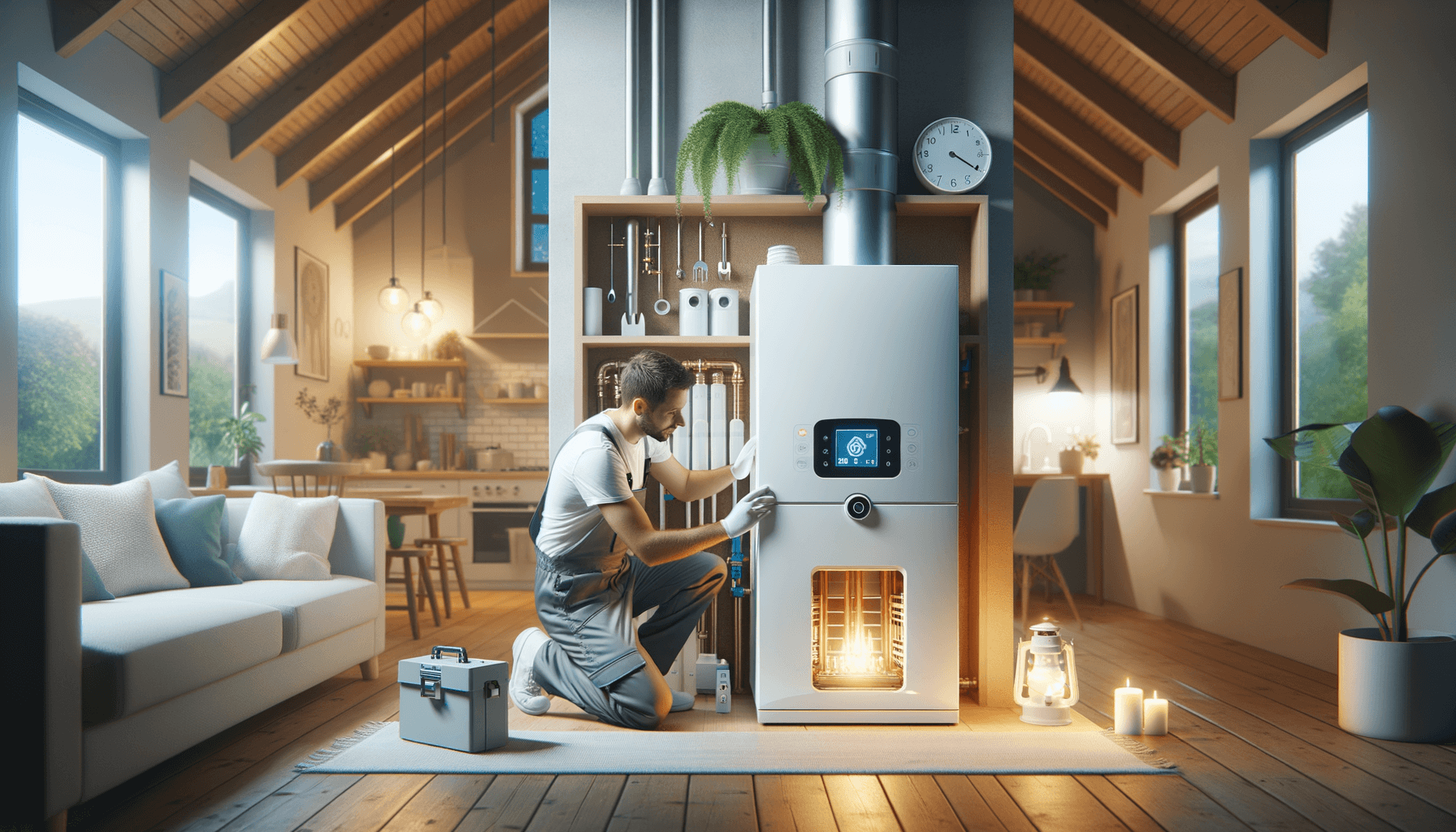 crea un’immagine realistica e professionale basata sul seguente tema: (regular maintenance of household boilers is crucial to ensure their efficient and safe operation. neglected boilers can not only consume more energy, leading to higher energy costs, but can also experience technical issues that may result in expensive emergency repairs. routine maintenance involves checking the working order of all boiler components, such as valves and the heat exchange system. it means cleaning the burner, checking the condition of seals, and adjusting the water pressure. this prevents premature wear and minimizes the risk of gas leaks or carbon monoxide emissions. a well maintained boiler is more energy efficient, significantly reducing gas bills. it also emits fewer pollutants, making boiler maintenance an environmentally responsible choice. experts advise carrying out maintenance at least once a year, ideally in autumn before the heating system is turned on for winter. this ensures the system is ready and safe for intensive use during the colder months. as boiler maintenance requires expertise and skill, it’s crucial to rely on qualified professionals. sb assediato company is an excellent choice for boiler installation, maintenance, and servicing. their experienced team ensures competent and reliable service. to book a boiler maintenance service or for any boiler related issues, contact sb assediato at: address: via giacomo brondolini, 7, 80046 san giorgio a cremano (na) phone: +39 3333220252 email: info@sbaddistenzacaldaie.it entrust your home’s safety and comfort to their expert hands for efficient and lasting heating systems.). l’immagine deve rappresentare visivamente il contenuto dell’articolo in modo chiaro e informativo. ad esempio, se l’articolo tratta della manutenzione delle caldaie, mostra un tecnico esperto che esegue controlli su una caldaia moderna in un ambiente domestico ben illuminato. se l’articolo parla di risparmio energetico, raffigura una casa efficiente con una caldaia ecologica e un termostato smart. mantieni uno stile realistico, con colori neutri e professionali, dettagli ben definiti e un’illuminazione naturale. nessun testo sull’immagine.