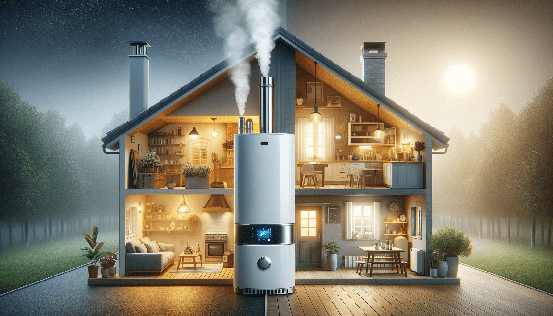 crea un’immagine realistica e professionale basata sul seguente tema: (choosing between a condensing boiler and a traditional boiler may seem complex, as each system has its advantages and disadvantages. traditional boilers, often known as open chamber boilers, have long been the standard choice for home heating. they work by burning gas to heat water circulating in the heating system and radiators, but a significant part of the heat is lost through exhaust fumes, making them less efficient. condensing boilers are an evolution in boiler technology, often considered the most efficient on the market. they use a heat recovery system from combustion fumes, converting it into additional energy to heat the water, which not only improves overall energy efficiency but also reduces gas emissions into the atmosphere. when comparing the two, condensing boilers can reach an efficiency of over 90%, compared to 70 80% with traditional boilers. although condensing boilers are more expensive to buy, lower operational costs can offset the difference within a few years. they also have less environmental impact due to reduced emissions. if you’re looking for high performance, environmentally friendly heating, a condensing boiler is the recommended choice. however, the decision should be based on the specific needs of your home and the status and capacity of the existing system. sb assistenza offers personalized advice on boiler selection and professional installation services. with years of experience in the industry, they guarantee a quality service, reliability, and safety. choosing sb assistenza means choosing competence, professionalism, and a customer service always attentive to your needs.). l’immagine deve rappresentare visivamente il contenuto dell’articolo in modo chiaro e informativo. ad esempio, se l’articolo tratta della manutenzione delle caldaie, mostra un tecnico esperto che esegue controlli su una caldaia moderna in un ambiente domestico ben illuminato. se l’articolo parla di risparmio energetico, raffigura una casa efficiente con una caldaia ecologica e un termostato smart. mantieni uno stile realistico, con colori neutri e professionali, dettagli ben definiti e un’illuminazione naturale. nessun testo sull’immagine.